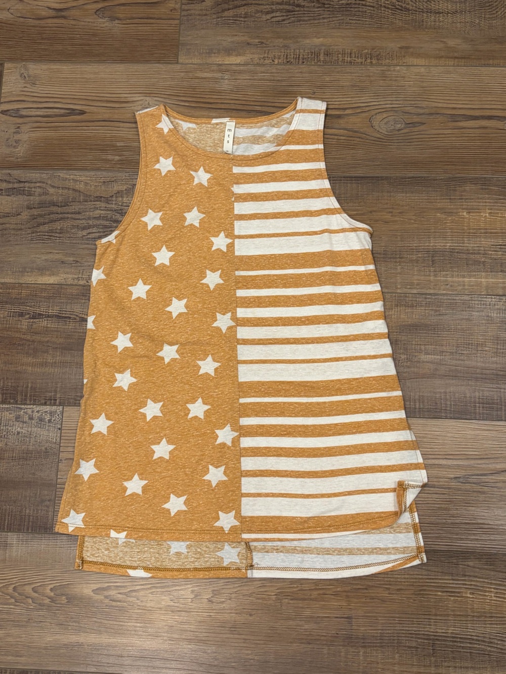 mts Gold and White Star & Stripe Tank Top